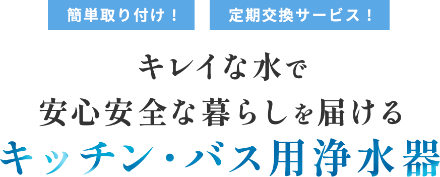 簡単取り付け！定期交換サービス！きれいな水で安心安全な暮らしを届けるキッチン・バス用浄水器